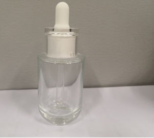 Σαφής Dropper γυαλιού φροντίδα δέρματος εκτύπωσης Silkscreen μπουκαλιών που συσκευάζει τον πλαστικό cOem περιλαίμιων
