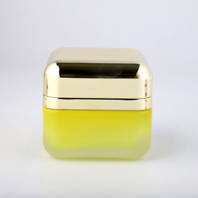 Κίτρινο εμπορευματοκιβώτιο προσωπικής φροντίδας βάζων γυαλιού μεταλλινών παγωμένο 50g κενό
