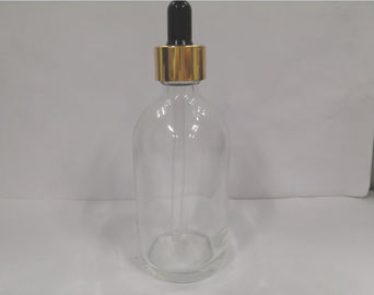 100ml καλλυντικά Dropper γυαλιού μπουκάλια με τη χρυσή συνήθεια περιλαίμιων Shinny που χρωματίζει και που τυπώνει