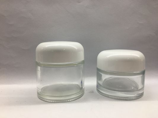 Καλλυντικό βάζο Skincare 50g 70g κρέμας γυαλιού που συσκευάζει το στρογγυλό τοπ ΚΑΠ προϊόν γυαλιού cOem υψηλών σημείων cOem