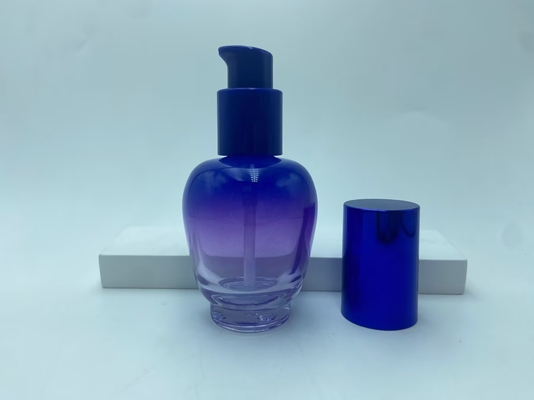 Μπουκάλι γυάλινης λοσιόν 30ml μπουκάλι με μπλε κλίση ορού με αντλία ελαίου μπουκάλι αντλία μπουκάλι καλλυντικών μπουκάλι OEM