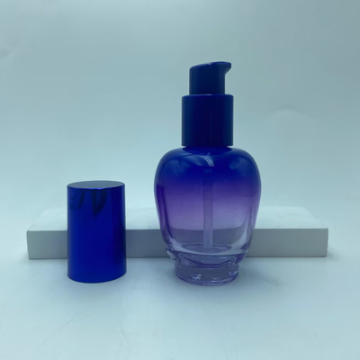 Μπουκάλι γυάλινης λοσιόν 30ml μπουκάλι με μπλε κλίση ορού με αντλία ελαίου μπουκάλι αντλία μπουκάλι καλλυντικών μπουκάλι OEM