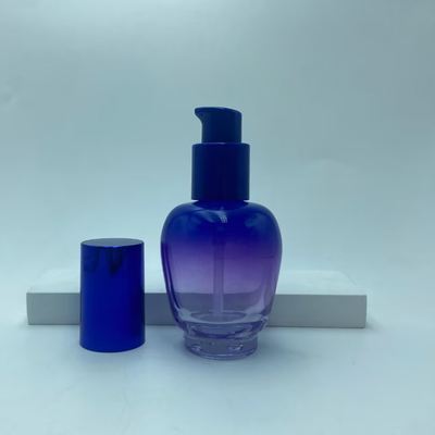 Μπουκάλι γυάλινης λοσιόν 30ml μπουκάλι με μπλε κλίση ορού με αντλία ελαίου μπουκάλι αντλία μπουκάλι καλλυντικών μπουκάλι OEM