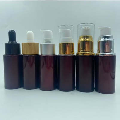15 ml σκούρο κόκκινο μπουκάλι αιθέριας ελαίας μπουκάλι σταγονιδιακού γυαλιού Κοσμητική συσκευασία για ορό ελαίου Προσαρμοσμένο λογότυπο και ζωγραφική OEM