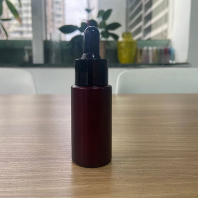 15 ml σκούρο κόκκινο μπουκάλι αιθέριας ελαίας μπουκάλι σταγονιδιακού γυαλιού Κοσμητική συσκευασία για ορό ελαίου Προσαρμοσμένο λογότυπο και ζωγραφική OEM
