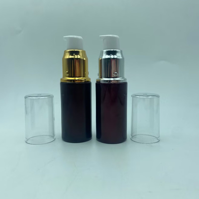 Μπουκάλι γυάλινης λοσιόν 15ml σκούρο κόκκινο ορό μπουκάλι με γυαλιστερό χρυσό / ασημένιο αντλία λοσιόν ματιών μπουκάλι αντλία μπουκάλι καλλυντικά μπουκάλι OEM