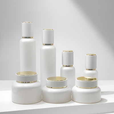 Φαρμακευτική τιμή 50ml 100ml 120ml Γυάλινη λοσιόν συσκευασία κενή λευκή λοσιόν αντλία γυάλινο μπουκάλι φροντίδας δέρματος κρέμα σώμα Set