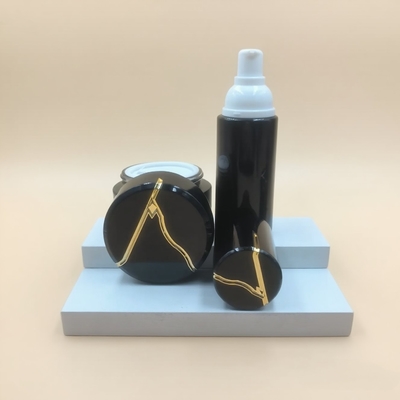 Φαρμακευτικό 30ml 50ml 100ml 120ml Κοσμητικό Γυαλί Μαύρο Λούξυ Στρογγυλή Λοσιόν Πυμπή Φιάλη και Jar Set-OEM