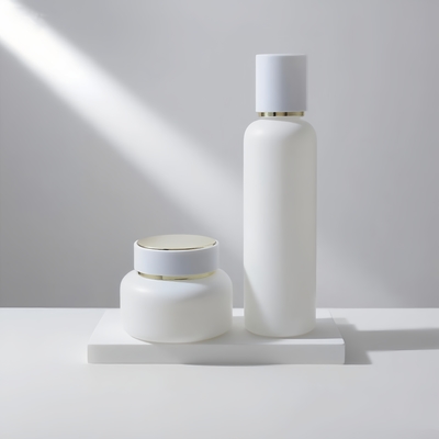 Φαρμακευτική τιμή 50ml 100ml 120ml Γυάλινη λοσιόν συσκευασία κενή λευκή λοσιόν αντλία γυάλινο μπουκάλι φροντίδας δέρματος κρέμα σώμα Set