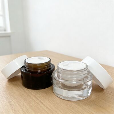 High Grade Double Wall Glass Cream Jar with Inner Pot 15g 30g 50g Luxury Skincare Cosmetic Packaging Container