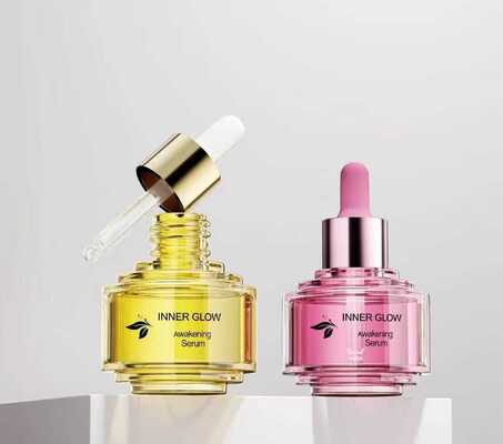 Πολυτελές δίχρωμο γυάλινο μπουκάλι σταγονόμετρου 30 ml Νέο κομψό σχέδιο για την περιποίηση του δέρματος με αιθέριο έλαιο