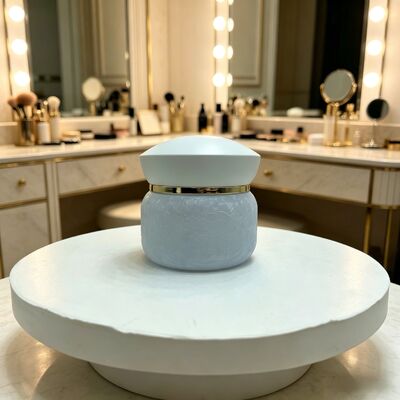 Premium Frosted Glass Bottles & Jars with Pump/Spray & White Caps, Crackle Pattern for Cosmetics, Face Cream, Lotion, Serum, Toner, Skincare, 120ml/100ml/40ml/50g/30g