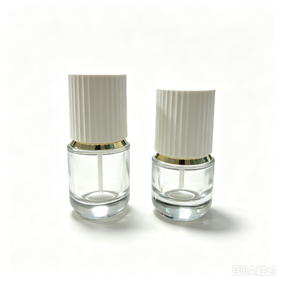 Άδειο διάφανο γυάλινο μπουκάλι αντλίας 30ml και 50ml Δοχείο καλλυντικού ορού λοσιόν με ραβδωτό λευκό καπάκι και χρυσή αντλία πίεσης Συσκευασία περιποίησης δέρματος