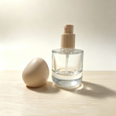 30ml Γυάλινο Μπουκάλι Υγρού Make-up Πολυτελείας, Παχύ Στρογγυλό Πυθμένα, Επίπεδο Ώμο, Ειδικό Καπάκι, Γυάλινο Δοχείο Υγρού Make-up